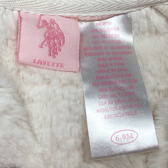 US Polo Layette Fur Lined Pink Chenille Snow Suit size 6-9 months - Picture 4 of 12
